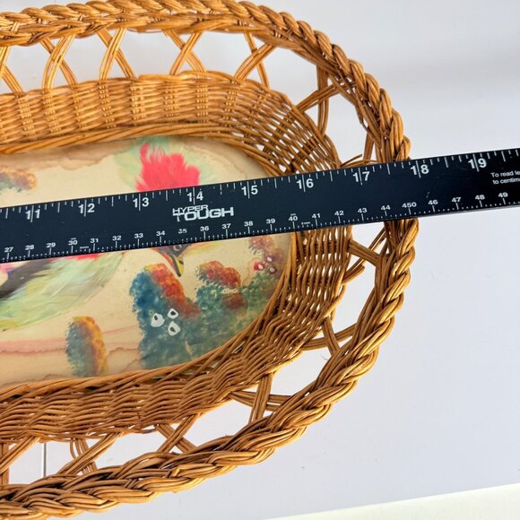 Mexican Tropical Bird Wicker Tray Folk Art Decorative Artisan Hand Painted VTG - Picture 8 of 16